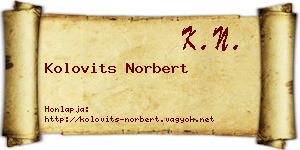 Kolovits Norbert névjegykártya
